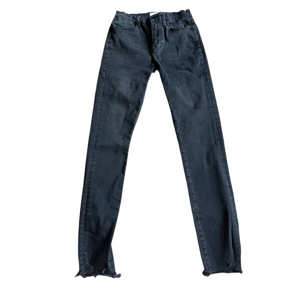 Frame Le High Skinny Jeans Billups Chew Light Black Cropped Stretch Size 26 - Picture 1 of 11